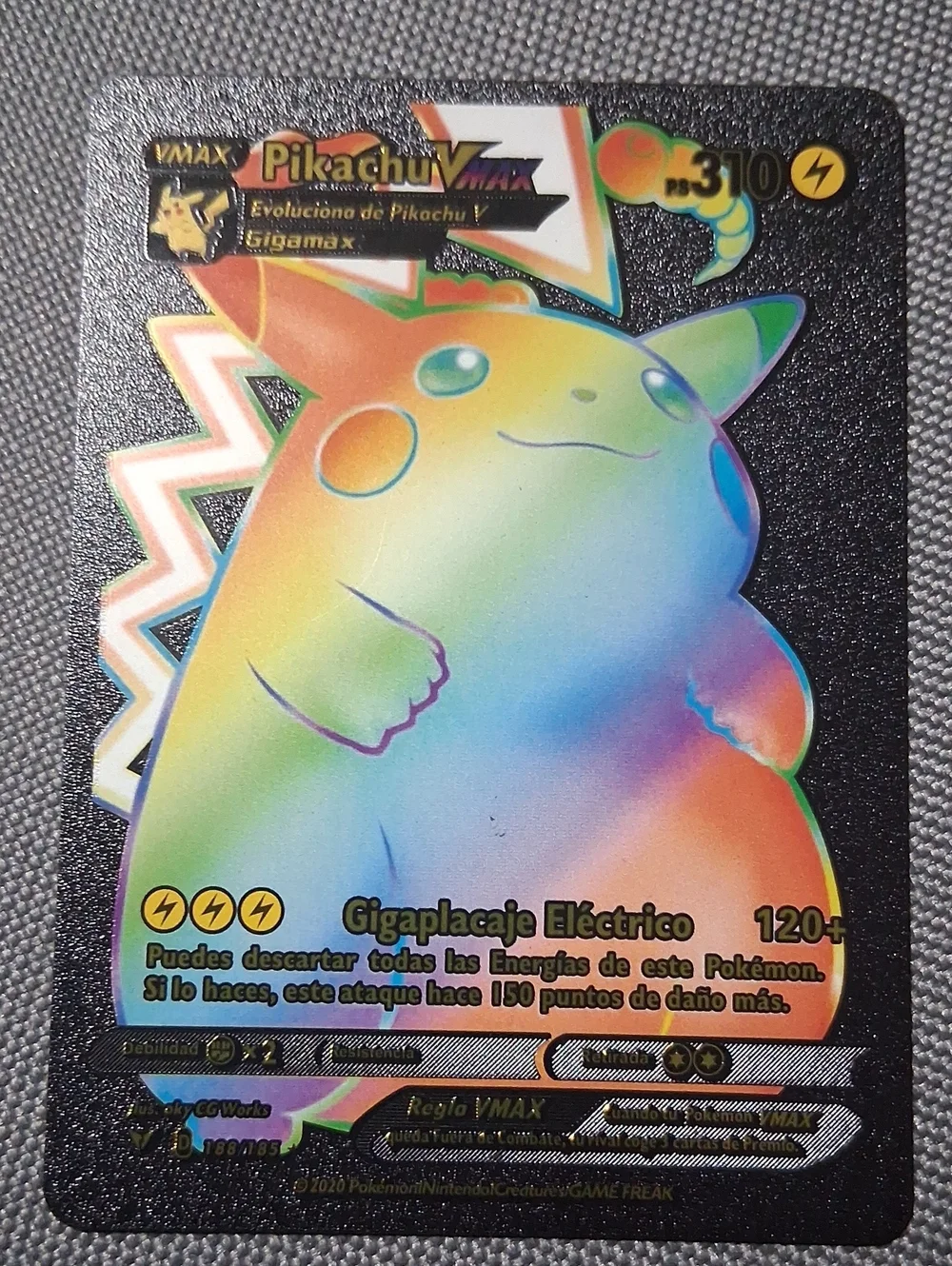 pokemon card pikachu vmax rainbow 188/185 Secret Ultraboost X Sword and Shield 4 Bright Voltage this attack does 150 more damage Pokemon Pikachu VMAX Rainbow Secret